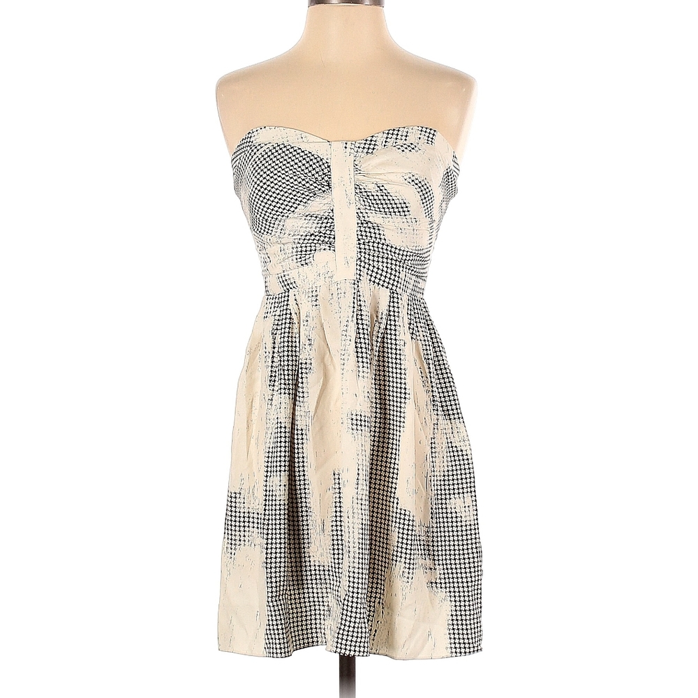 Parker Strapless Silk Dress Cream and Black Size S